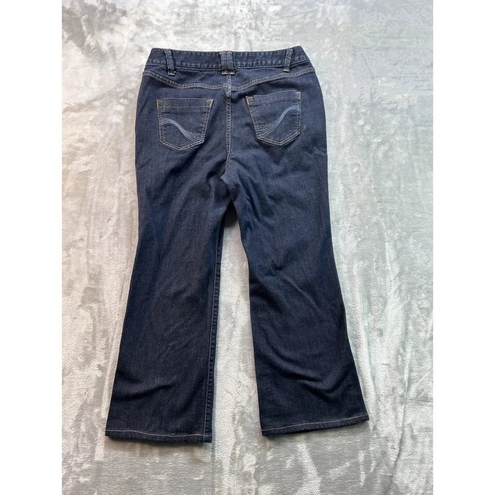 Lane Bryant Jean Slim Bootcut Y2K Genius Fit Stretch Women Plus Sz 14P Blue Dark
